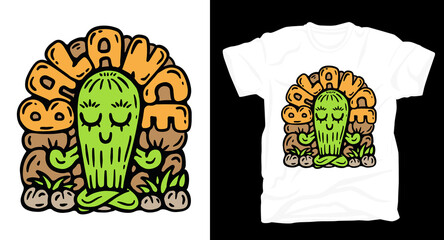Cactus hand drawn illustration t-shirt design