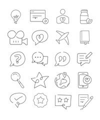 Social network icons. Set of hand drawn icons
