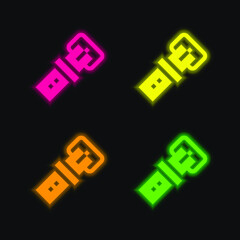 Belt four color glowing neon vector icon