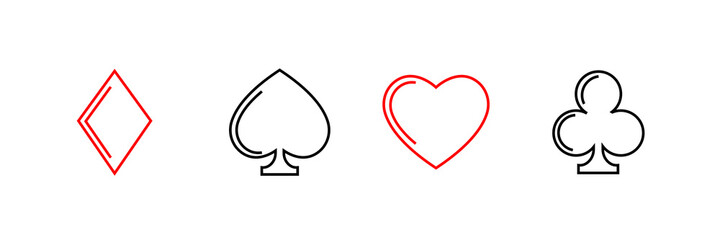 Set of playing card suits isolated on white background. Poker symbol