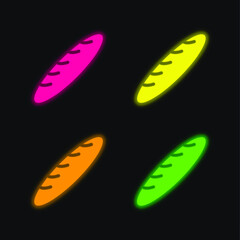 Baguette four color glowing neon vector icon