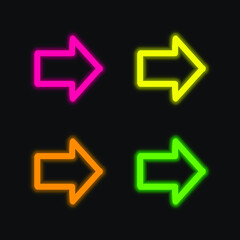Arrow Pointing To Right Hand Drawn Symbol four color glowing neon vector icon