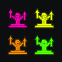 Advance four color glowing neon vector icon