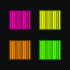Bar Code four color glowing neon vector icon