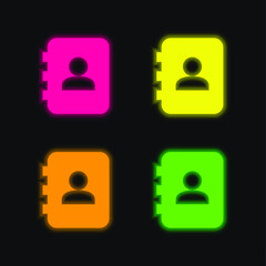 Agenda four color glowing neon vector icon