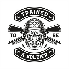 a vector illustration of a rhinoceros soldier t-shirt design.