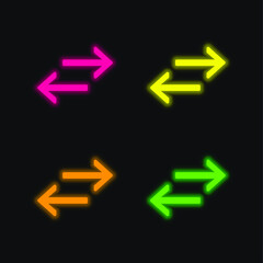 Arrows four color glowing neon vector icon