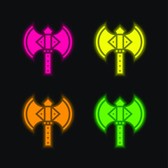 Axe four color glowing neon vector icon