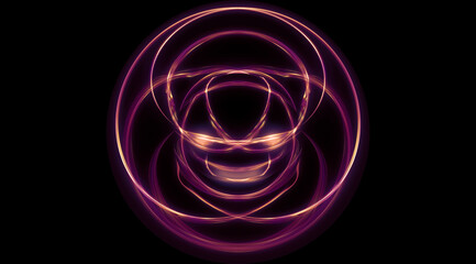 violet purple abstract light lines forming devilish face with glowing eyes