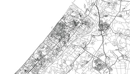 Urban vector city map of Gaza, Israel, middle east