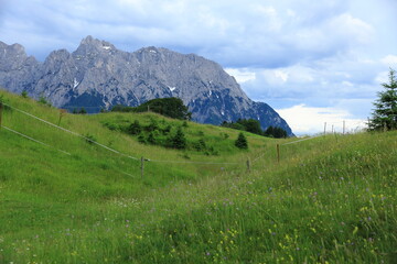 Fototapeta premium Buckelwiesenpanorama bei Mittenwald