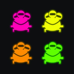 Bobsleigh Olympic Sport four color glowing neon vector icon