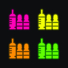Botox four color glowing neon vector icon