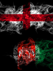 Flag of England, English and Afghanistan, Afghan countries with smoky effect