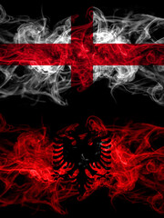 Flag of England, English and Albania, Albanian countries with smoky effect
