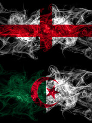 Flag of England, English and Algeria, Algerian countries with smoky effect