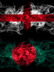 Flag of England, English and Bangladesh, Bangladeshi countries with smoky effect