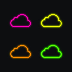 Fototapeta premium Big Cloud four color glowing neon vector icon