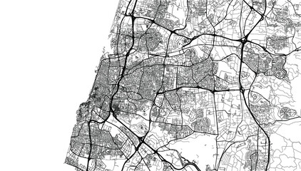 Urban vector city map of Tel Aviv, Israel, middle east