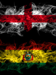 Flag of England, English and Bolivia, Bolivian countries with smoky effect