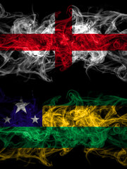 Flag of England, English and Brazil, Brazilian, Sergipe countries with smoky effect