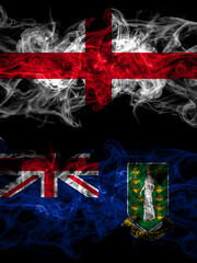 Flag of England, English and Britain, British Virgin Islands countries with smoky effect