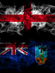 Flag of England, English and British, Britain Montserrat countries with smoky effect