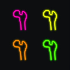 Bone Structure Tip four color glowing neon vector icon