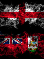 Flag of England, English and British, Britain, Bermuda countries with smoky effect