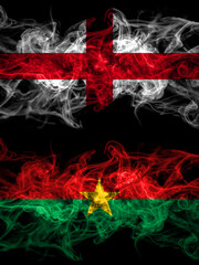 Flag of England, English and Burkina Faso, Burkinese countries with smoky effect