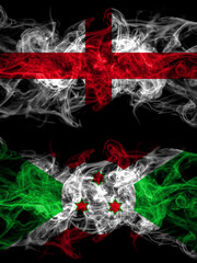 Flag of England, English and Burundi, Burundian countries with smoky effect