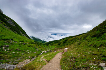 Fototapeta na wymiar hiking path in the alps (Vorarlberg, Austria)