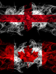 Flag of England, English and Canada, Canadian countries with smoky effect