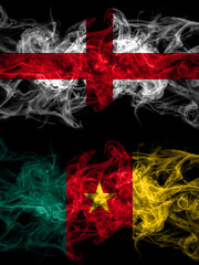 Flag of England, English and Cameroon, Cameroonian countries with smoky effect