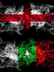 Flag of England, English and Casamance, Senegal  countries with smoky effect