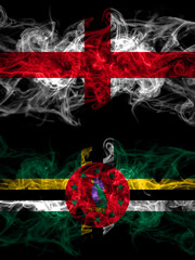 Flag of England, English and Dominica, Dominican countries with smoky effect