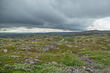 Rocky tundra of the Kola Peninsula, Murmansk region of Russia.
