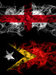 Flag of England, English and East Timor, Timorese countries with smoky effect