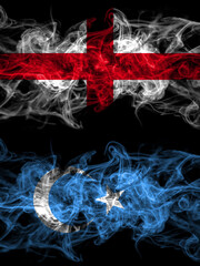 Flag of England, English and East Turkestan, Uyghurs, Uyghur countries with smoky effect