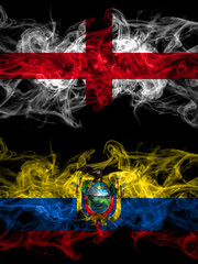 Flag of England, English and Ecuador, Ecuadorian countries with smoky effect