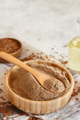 Raw Flax seeds flour and seeds
