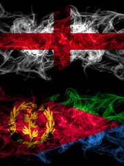 Flag of England, English and Eritrea, Eritrean countries with smoky effect