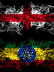 Flag of England, English and Ethiopia, Ethiopian countries with smoky effect
