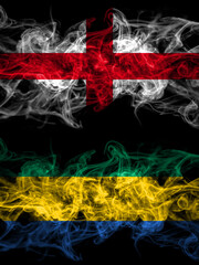Flag of England, English and Gabon, Gabonese, Gabonian countries with smoky effect