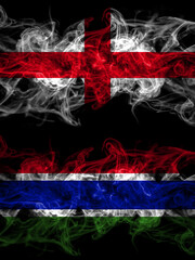 Flag of England, English and Gambia, Gambian countries with smoky effect
