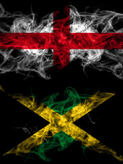 Flag of England, English and Jamaica, Jamaican countries with smoky effect