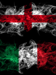 Flag of England, English and Italy, Italian countries with smoky effect