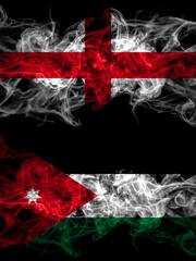 Flag of England, English and Jordan, Jordanian countries with smoky effect