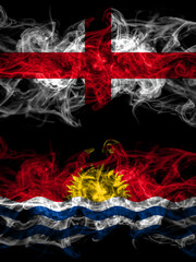 Flag of England, English and Kiribati countries with smoky effect