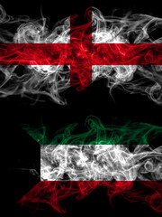 Flag of England, English and Kuwait, Kuwaiti countries with smoky effect